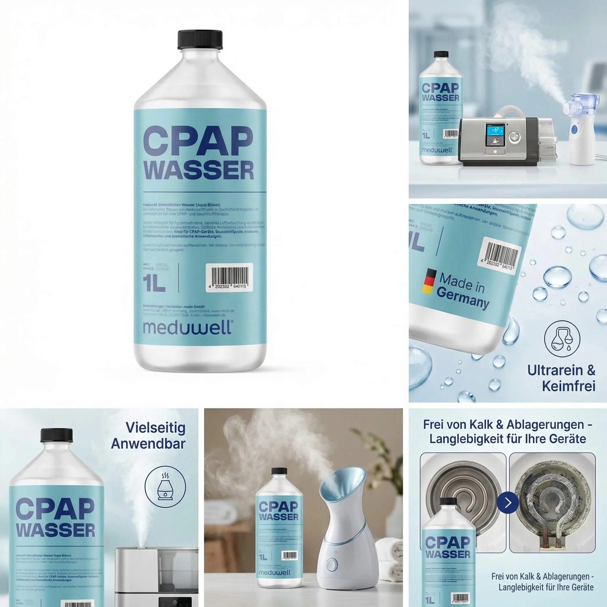 meduwell 1L CPAP Wasser - Bidestilliertes Wasser für CPAP-Therapie - Image 9