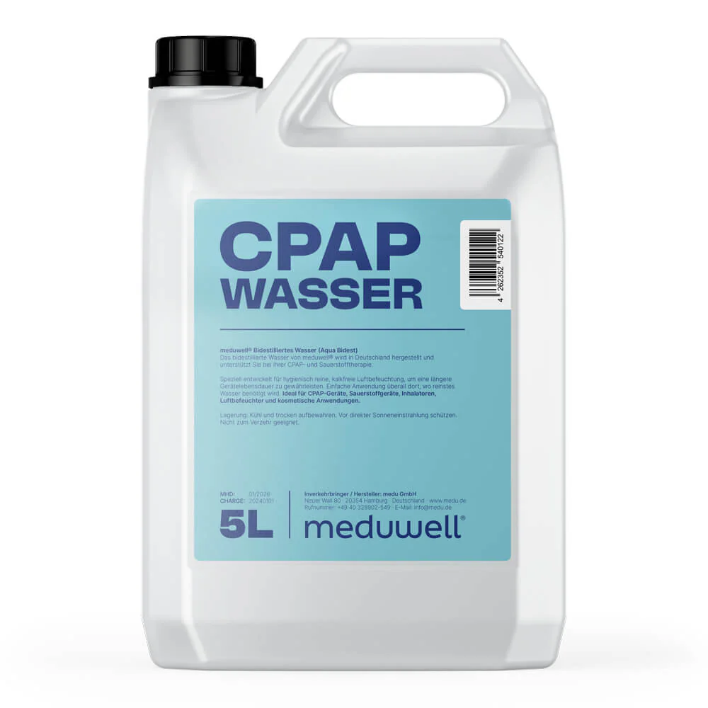meduwell 5L CPAP Wasser - Bidestilliertes Wasser für CPAP-Therapie Kanister - Image 5