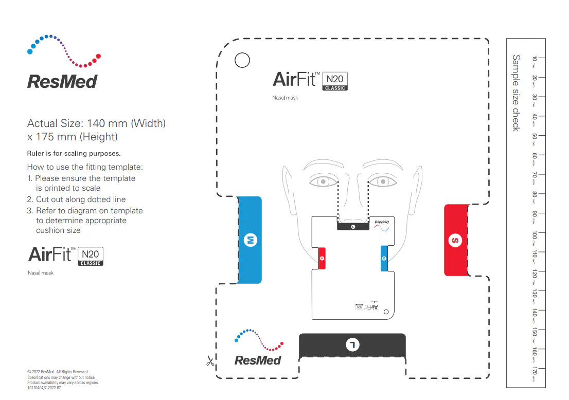 ResMed AirFit N20 Nasenmaske (CPAP-Maske) für Herren mit InfinitySeal Maskenkissen in Größen S M L | Komplettset - Image 10